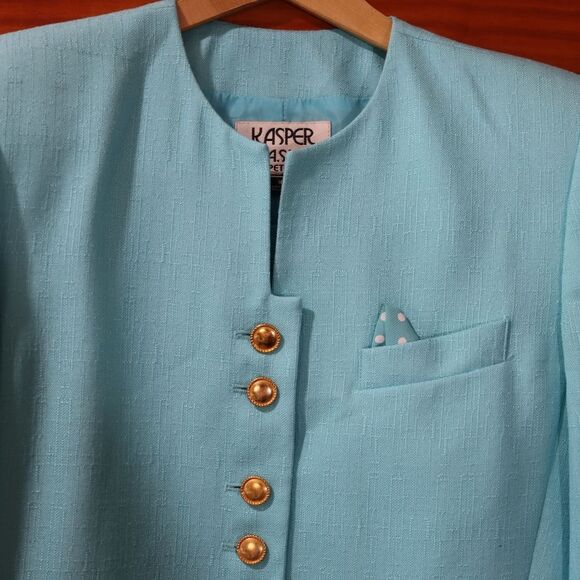 Kasper Vintage Blue Skirt Suit 10 - Picture 2 of 16